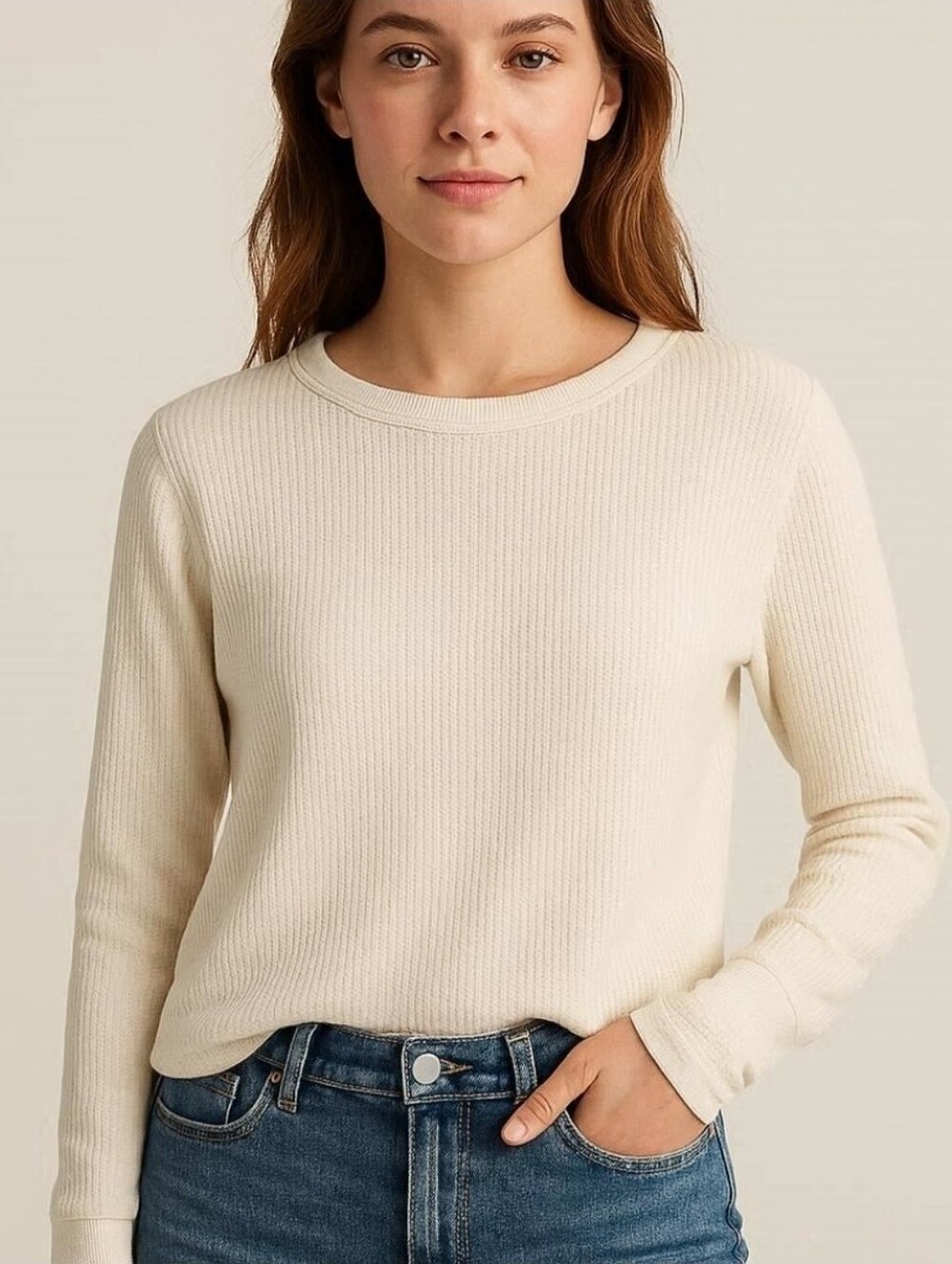 Gap Ribbed Thermal Crewneck Long Sleeve Top